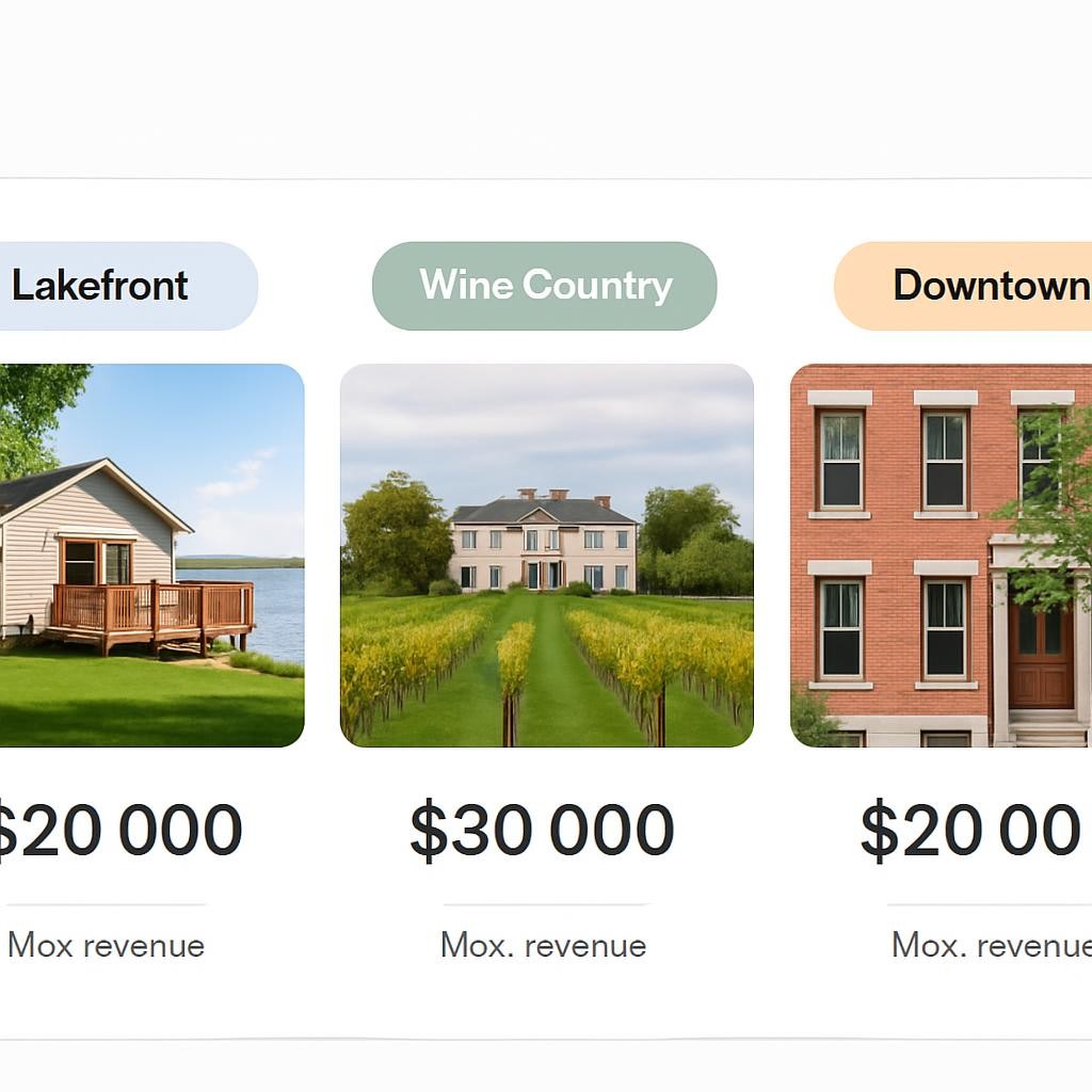 Strategic vacation rental portfolio management showing different property types in the Finger Lakes region