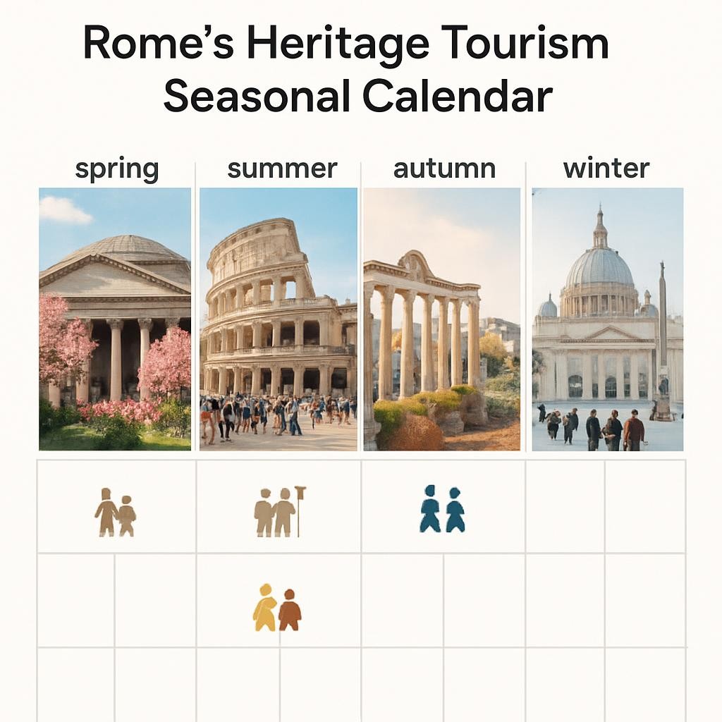 Rome's heritage tourism seasonal calendar showing different cultural events and visitor patterns throughout the year