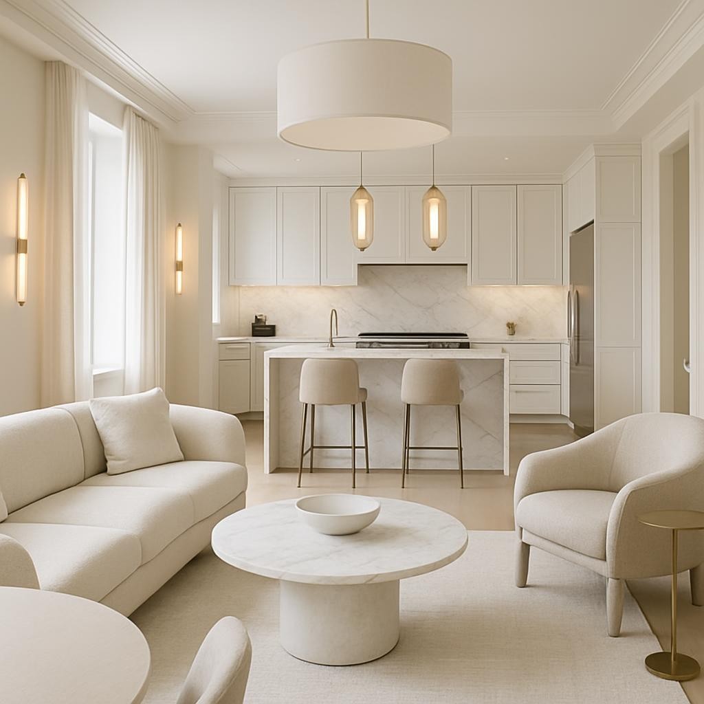 Elegant vacation rental interior with luxury amenities and sophisticated design