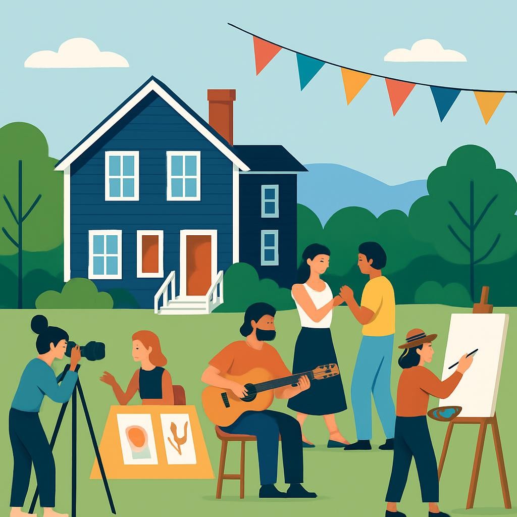 Arts festival scene in Woodstock NY with vacation rental property and liability protection concept